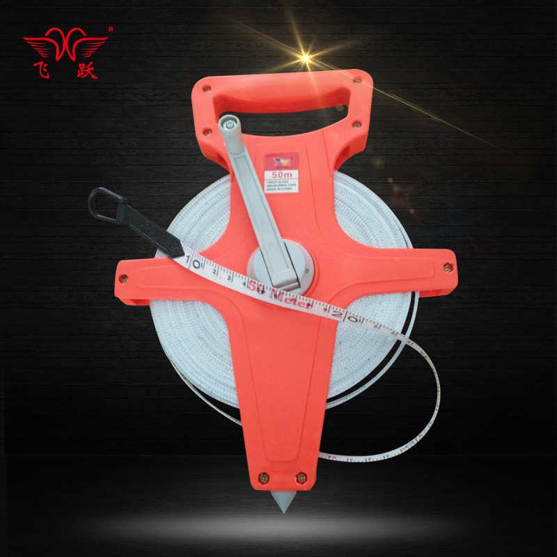 厂价 批发30m50m100m手提架式长卷尺 手摇纤维尺 大皮尺 卷尺