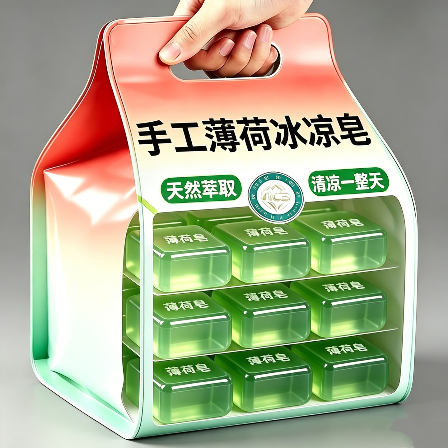 薄荷清凉去黑头补水香薰精油皂