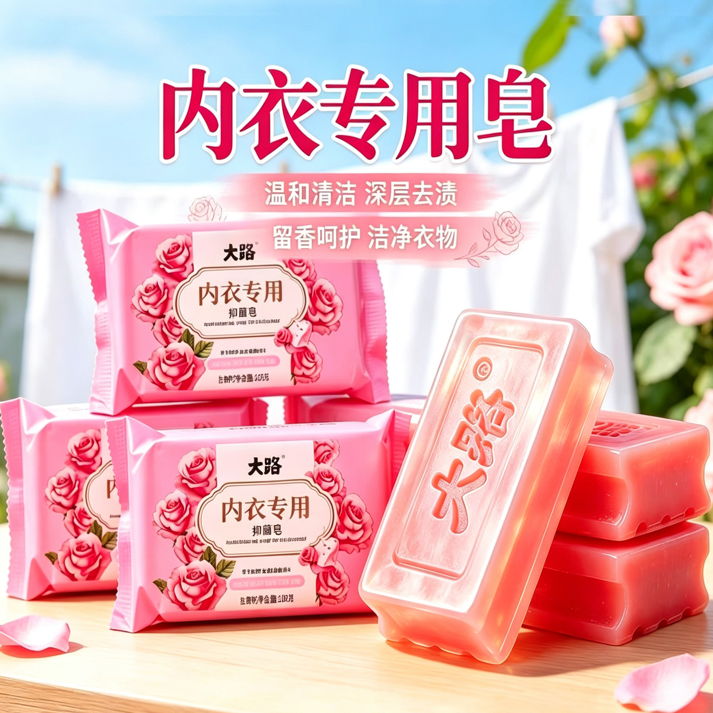内衣专用皂家用男女内衣内裤清香洗衣皂玫瑰精油洗衣香皂去渍留香