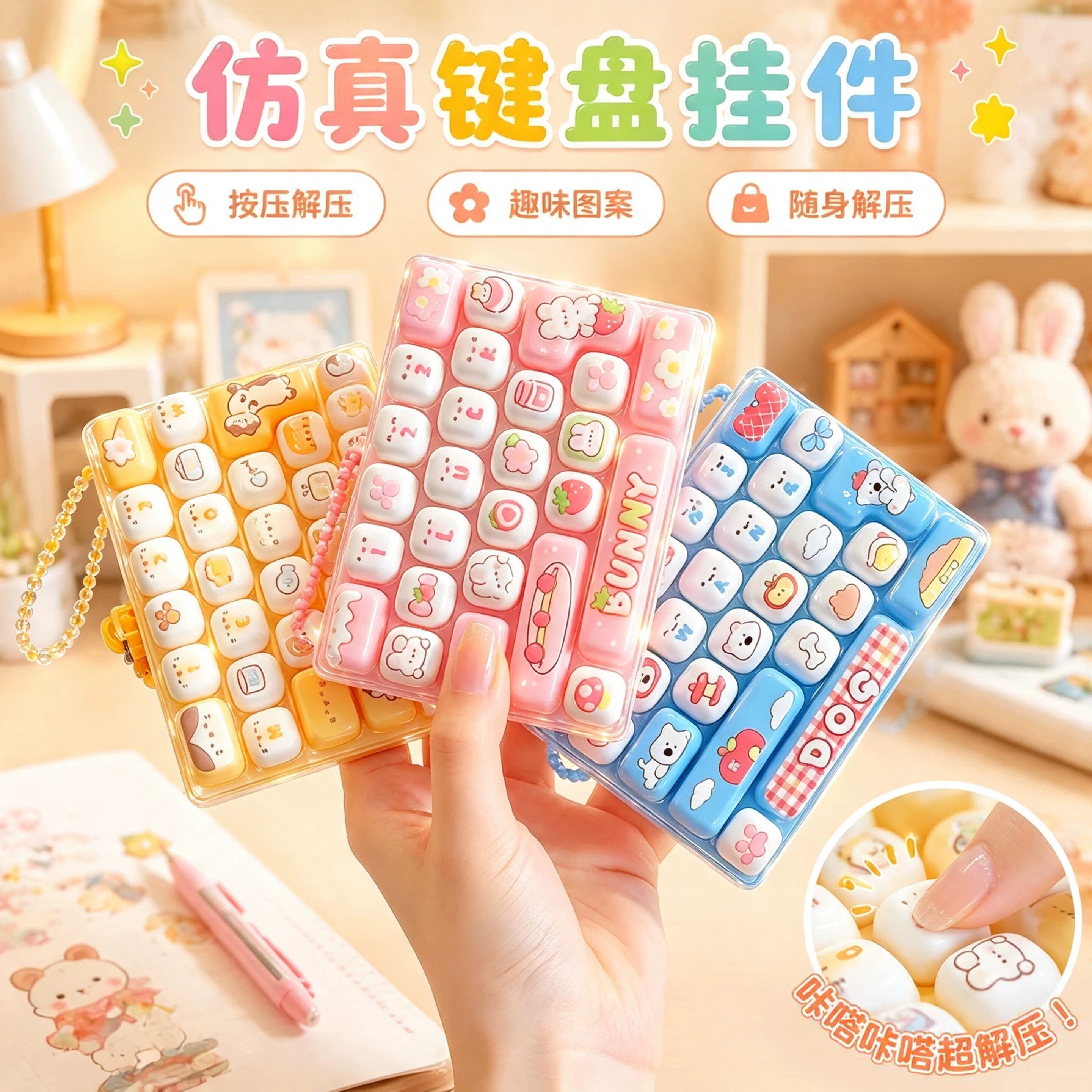 动物日记解压仿真按键钥匙扣