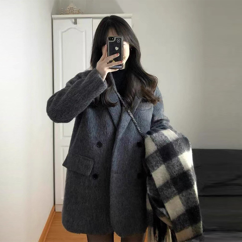 毛呢外套女短款小个子2025新款秋冬季高级感西装赫本风厚