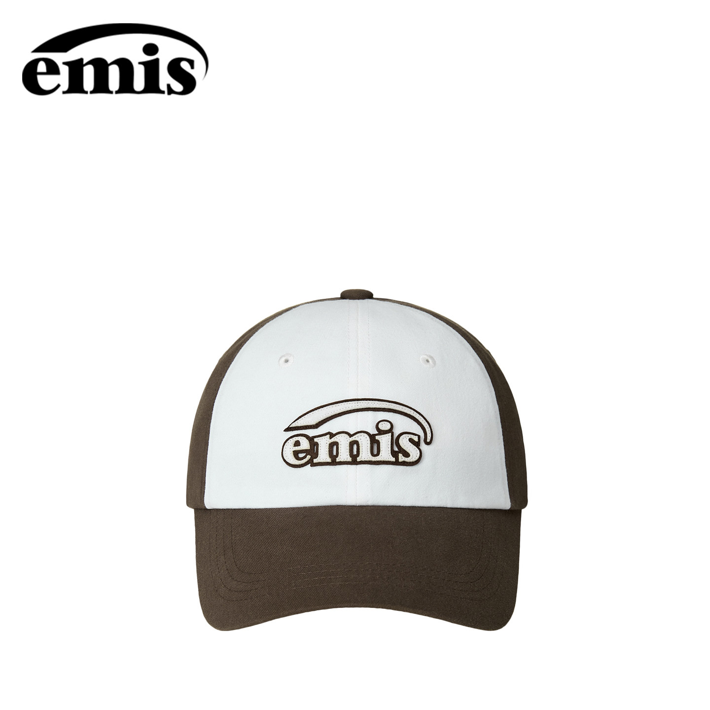 emis白棕拼色刺绣logo经典棒球帽图片