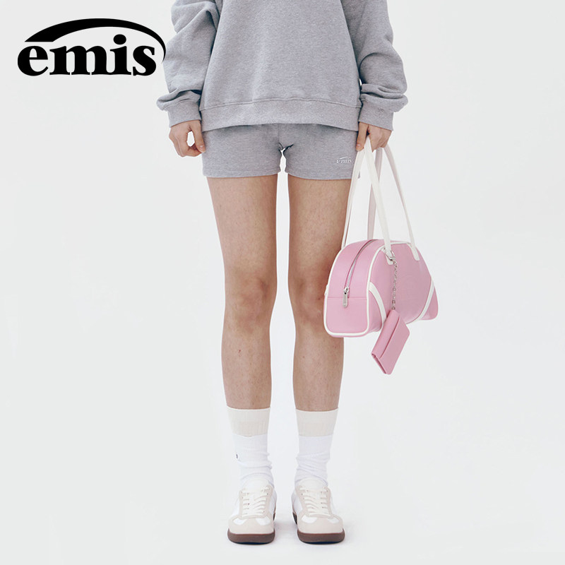 emis运动短裤女灰色夏季休闲裤直筒纯棉外穿修身显瘦小个子裤子