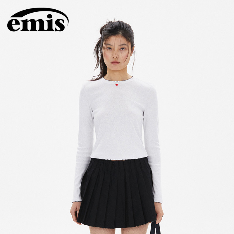 emis迷你花朵长袖上衣浅灰色图片