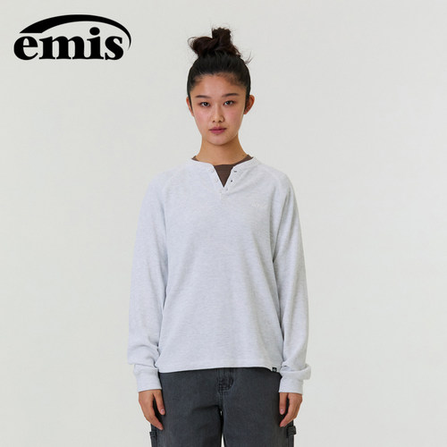 emis华夫格插肩袖T恤石楠灰色