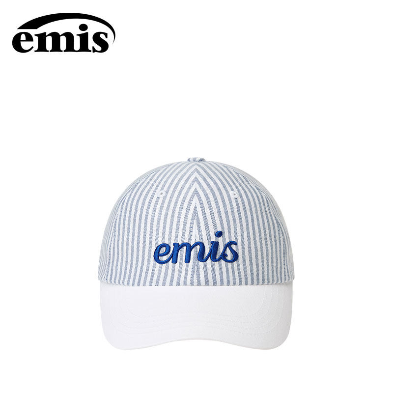 emis手写体条纹棒球帽蓝色图片