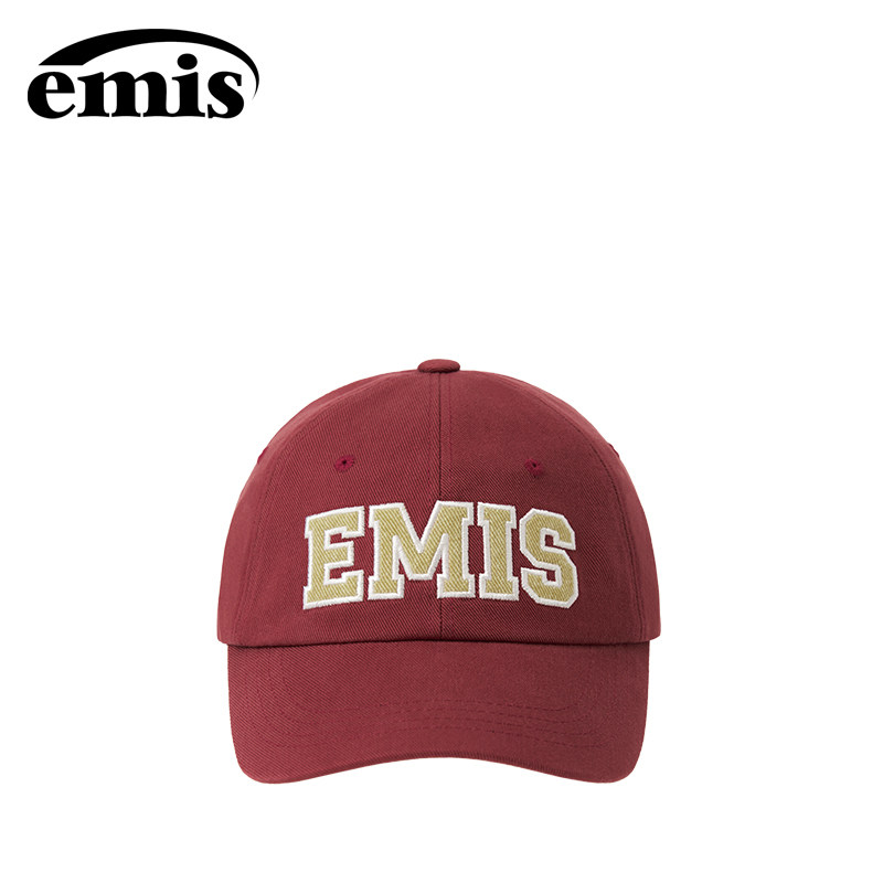 emis帽子女斜纹大字母棒球帽男款红色大头围韩系软顶鸭舌帽运动帽