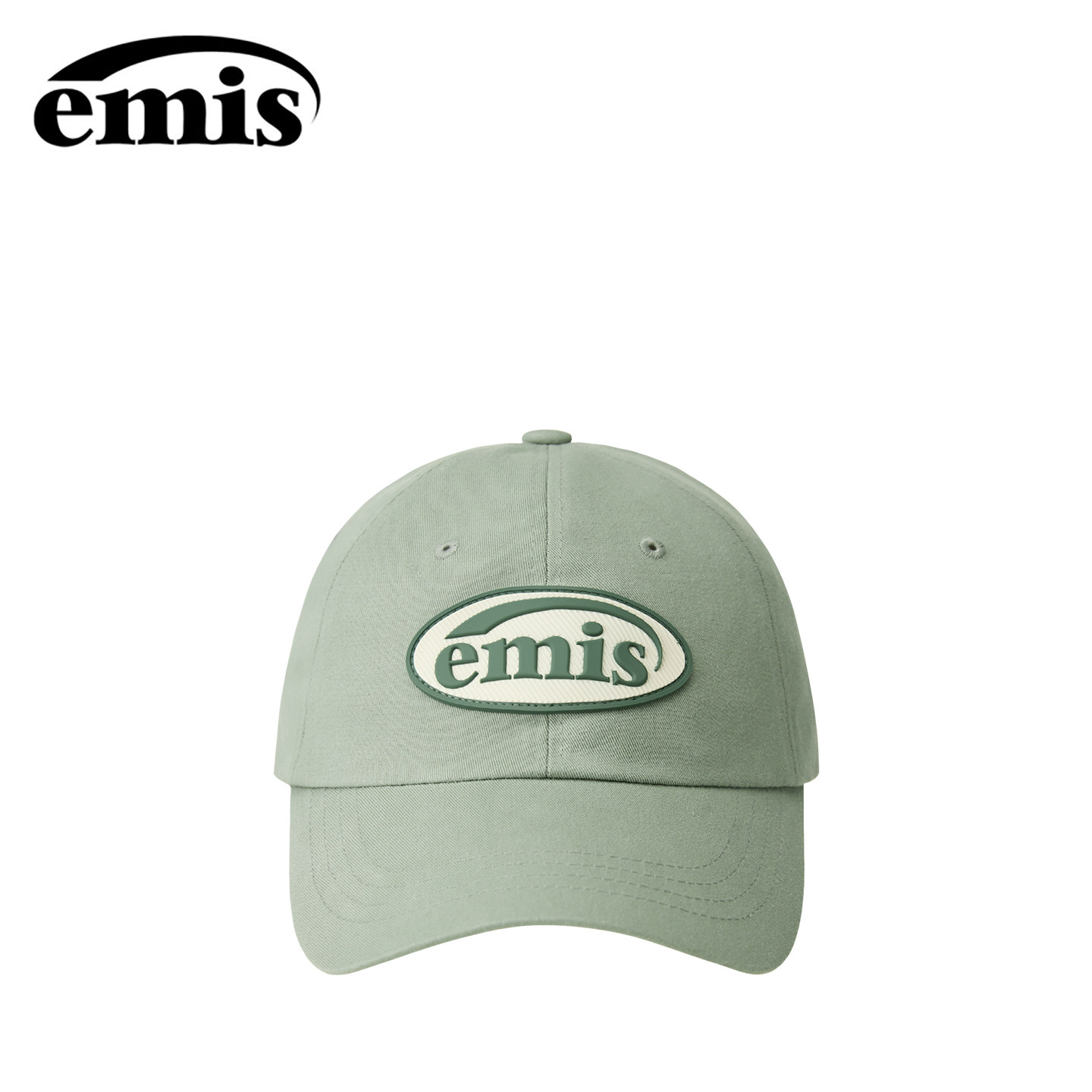 emis帽子女橡胶徽章棒球帽男款可乐标薄荷色大头围韩系软顶鸭舌帽