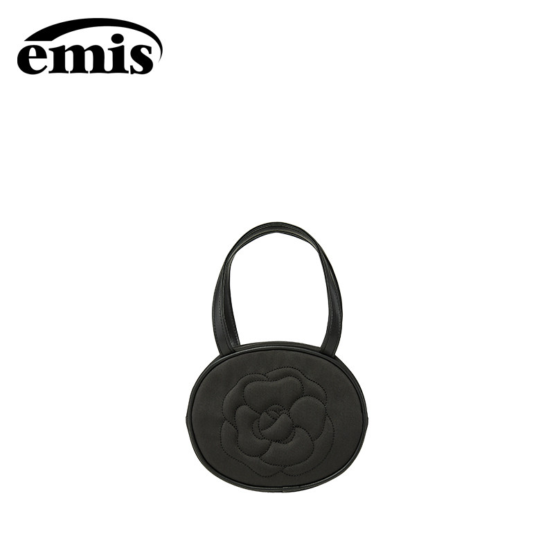 emis玫瑰刺绣圆形包黑色图片