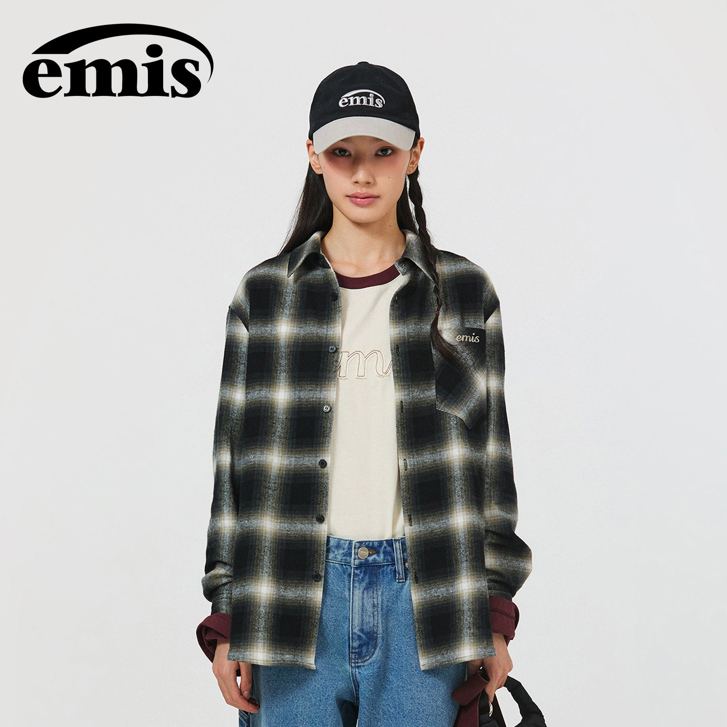 【韩国直邮】emis法兰绒格子衬衫图片