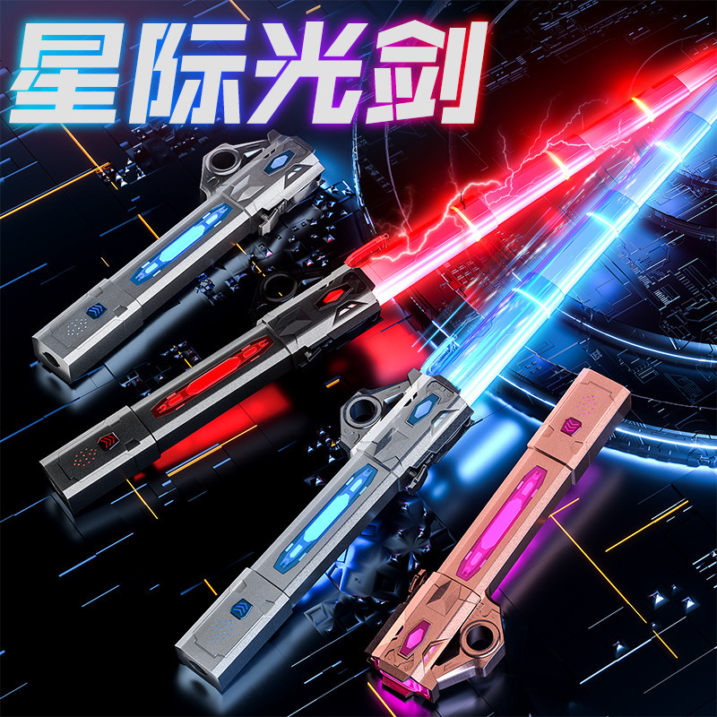 跨境光剑伸缩发光刀剑手指旋转闪光棒儿童玩具星球大战激光剑
