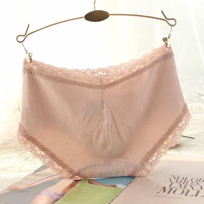 维思芙内裤女纯棉裆女士中腰性感无痕蕾丝边柔软透气棉质面料