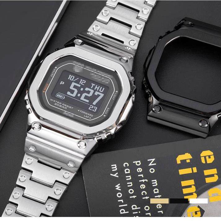 适配卡西欧小方块DW-H5600改装潮流款×不锈钢表壳表带×金属表壳