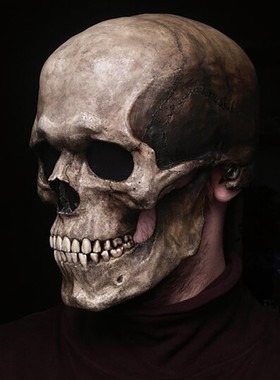 极速Halloween Mask Movable wJaw Full Head Skull Mask Hallowe