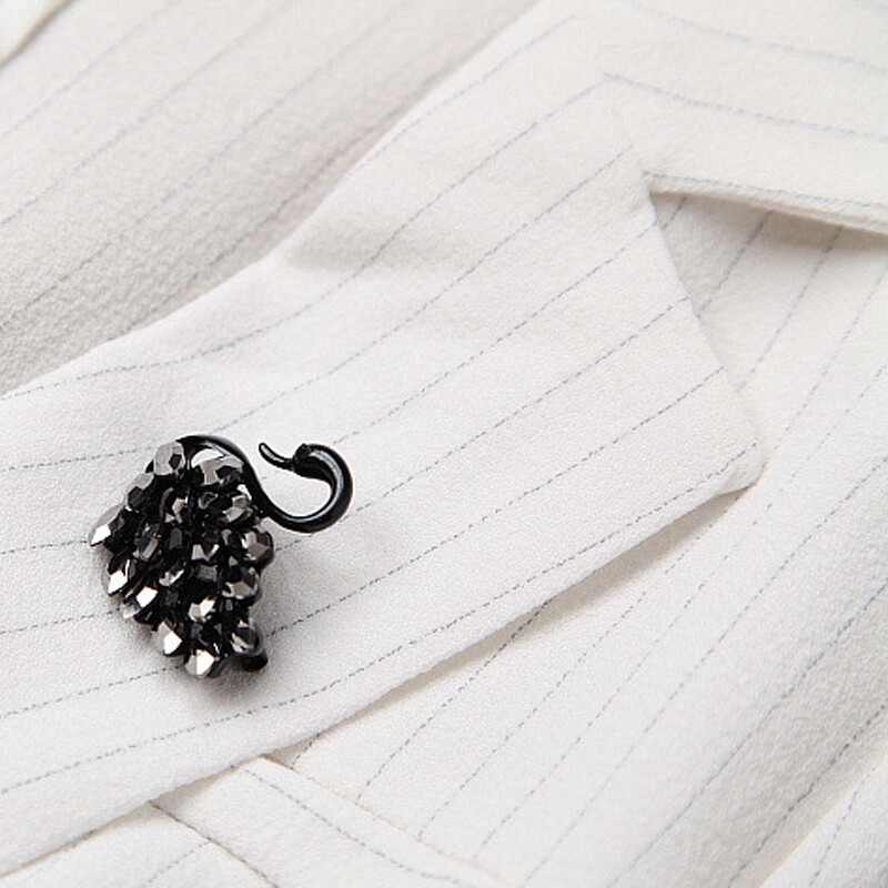 极速西装套装女夏款休闲时尚职业装气质女神范条纹喇X叭裤两件套