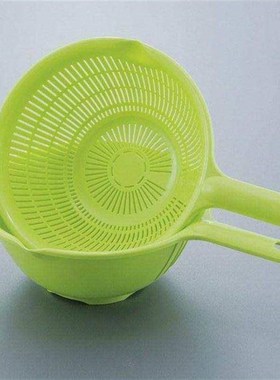 极速plastic long handle rice colander strainer fiUlter green