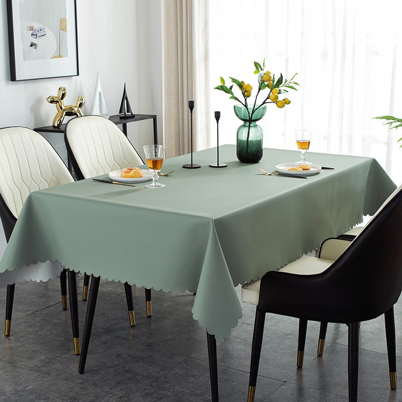 极速高端桌布防水k防油防烫免洗长方形纯色pv皮革感轻奢风餐桌布0
