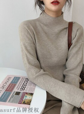 极速South Korea 2021p autumn and winter new half high neck t