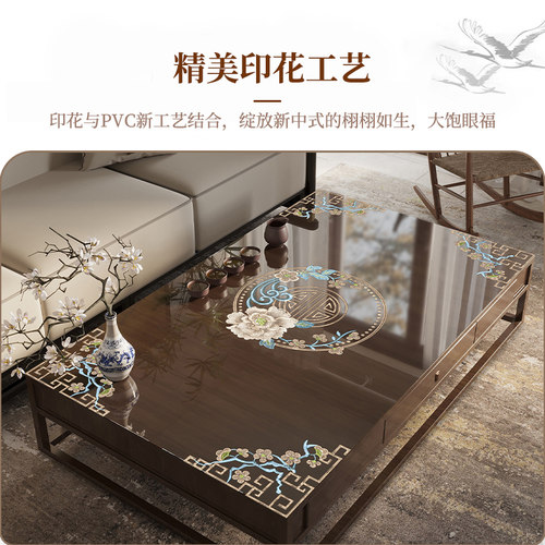 新品茶几桌布透i明印花pvc软玻璃餐桌桌垫家用防水防油免洗茶几垫
