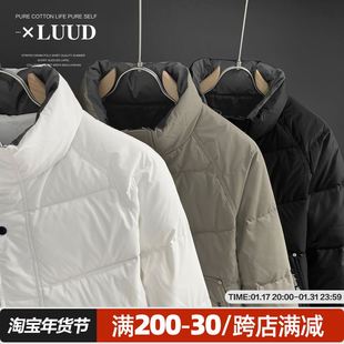 净色无帽羽绒服简约小刺绣拉链款 青年修身 男士 LUUD 百搭夹克外套