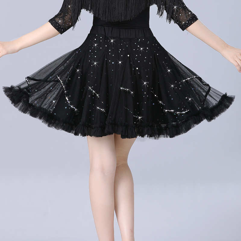 广场舞蹈裙拉丁舞裙春新款练功服短裙舞蹈半身裙专业表演服装亮