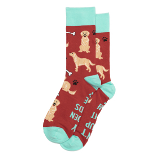 舒适棉质GOLDEN RETRIEVER金毛犬狗狗中筒男袜CV