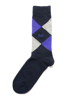 舒适棉质菱格图案无骨对目无缝袜头中筒男袜P273