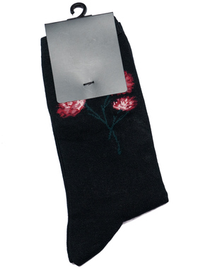 竹袜竹纤维抗菌防臭透气防过敏花朵图案中筒女袜RW044