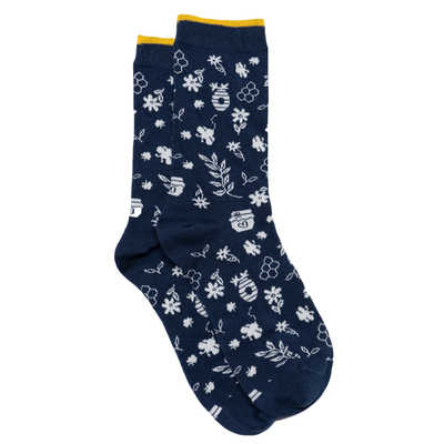 女士竹袜竹纤维抗菌防臭鲜花蜂巢无骨对目中筒女袜THO866