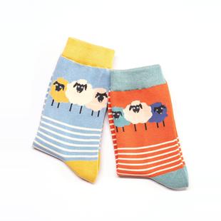 竹袜抗菌防臭BLACK SHEEP黑脸绵羊小羊肖恩中筒女袜2色MS FACED