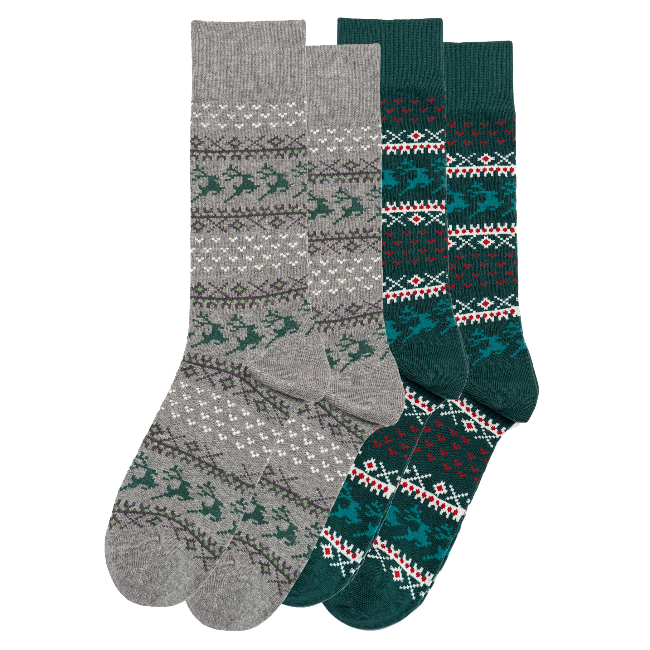 舒适棉质费尔岛咔叽复古怀旧圣诞节Christmas驯鹿中筒男袜CH