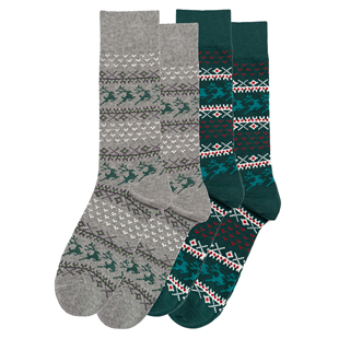 舒适棉质费尔岛咔叽复古怀旧圣诞节Christmas驯鹿中筒男袜CH