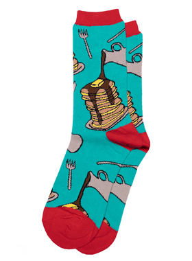 舒适棉质Breakfast Time 早餐时间巧克力芝士三明治中筒女袜OO