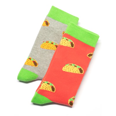 舒适全棉LIFE HAPPENS TACOS人生无常塔可相伴玉米卷饼中筒女袜PK