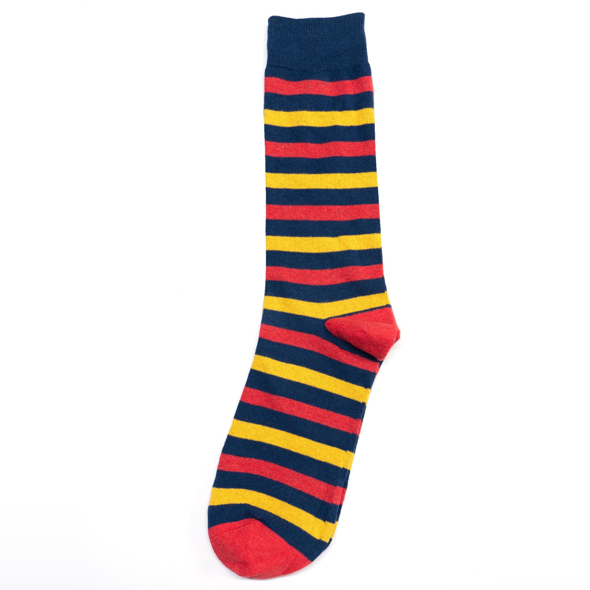 舒适棉质条纹图案无骨对目无缝袜头中筒男袜SS025