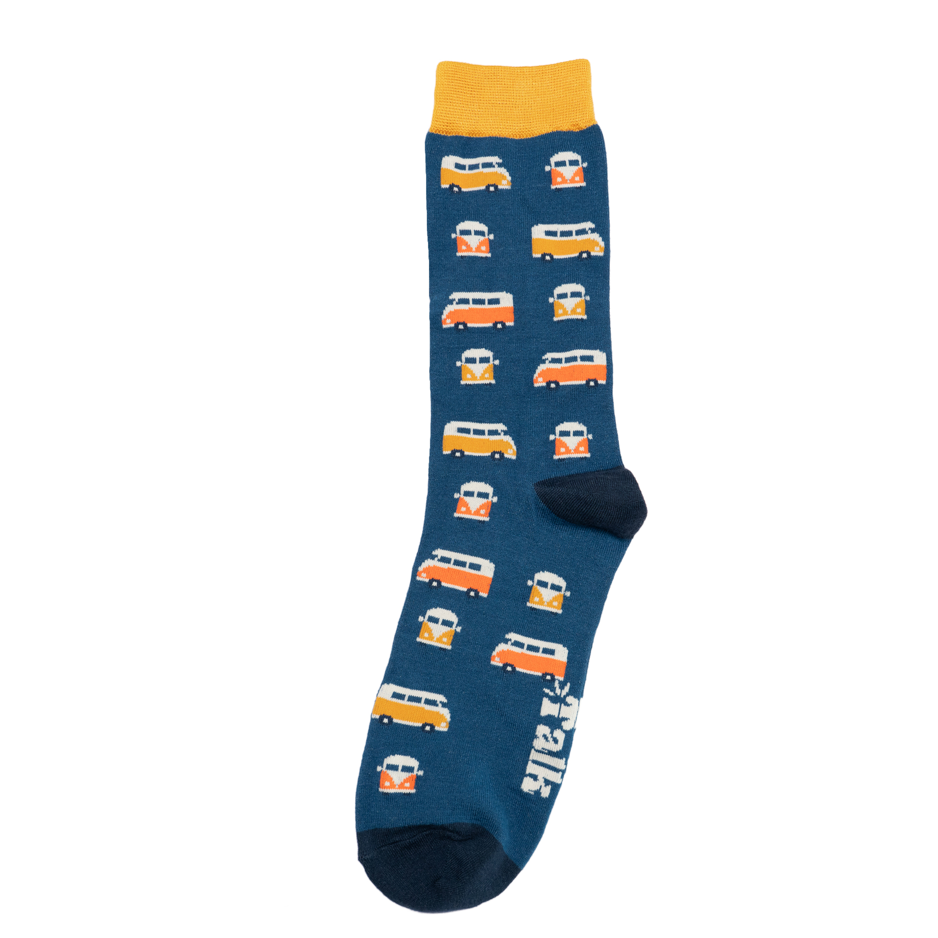 竹袜竹纤维抗菌防臭Campervan露营车房车图案中筒男袜ST