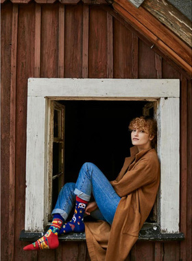 舒适棉质印第安阿帕奇部落男女款情侣中短筒袜35-40码FUNNY SOCKS