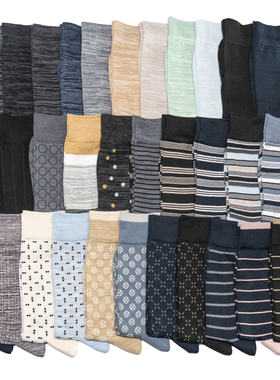 Ultra Soft超柔软滑爽春秋自由线条纹格子几何斑点素色男袜RK