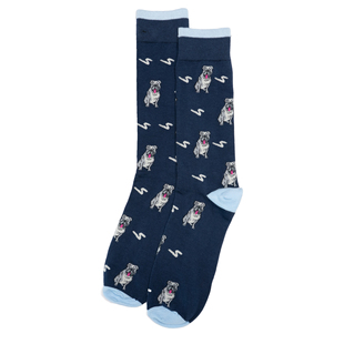 竹袜竹纤维春秋抗菌防臭Bulldog英国斗牛犬英斗图案中筒男袜HT