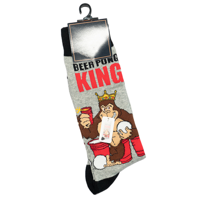 舒适棉质大猩猩BEER PONG KING啤酒乒乓投杯游戏防臭男袜DH168