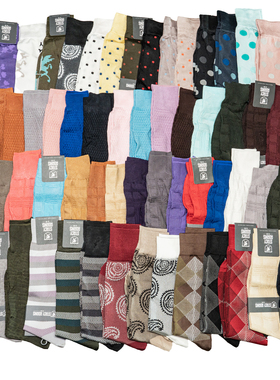 夏季轻薄滑爽凉感丝袜腰果花格纹篮纹波点男袜大码40-49码Sta