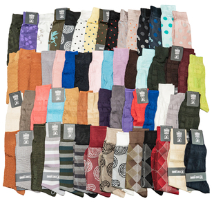 夏季轻薄滑爽凉感丝袜腰果花格纹篮纹波点男袜大码40-49码Sta