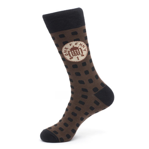舒适棉质幸运便士之路硬币图案中筒男袜潮袜SOCK GEEKS