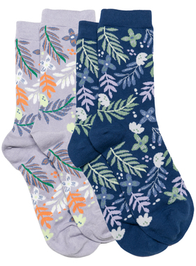 女士有机棉花草树叶无骨对目中筒女袜THO858