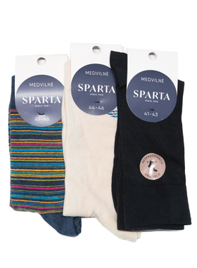 舒适棉质春夏薄棉素色纯色条纹中筒男袜SPARTA
