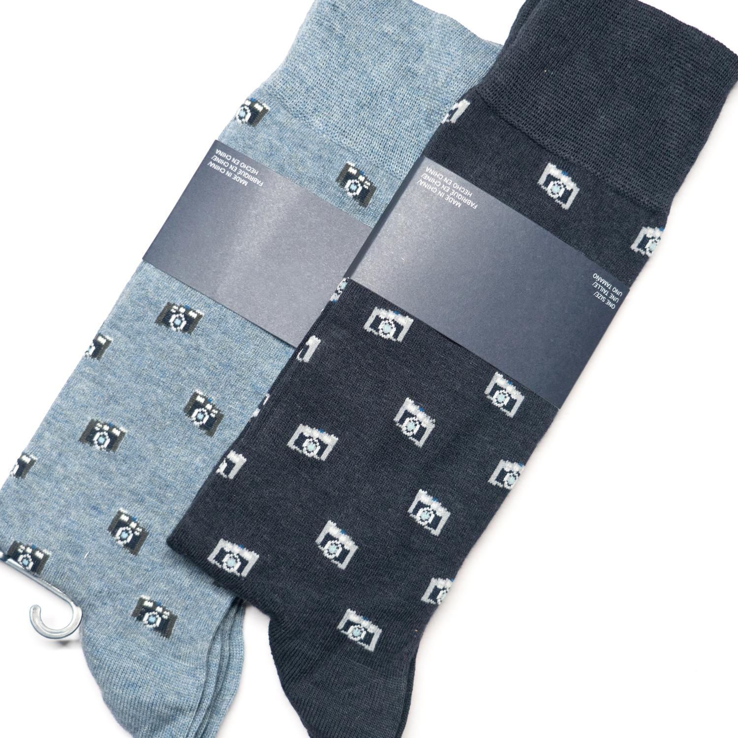 舒适棉质复古徕卡相机图案无骨对目无缝袜头中筒绅士男袜TH141