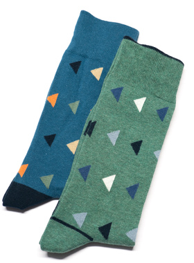 舒适棉质三角形图案图案中筒男袜BL002