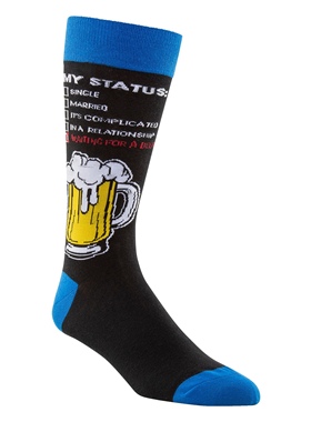 舒适棉质MY STATUS我的状态啤酒图案防臭防异味中筒绅士男袜DH179