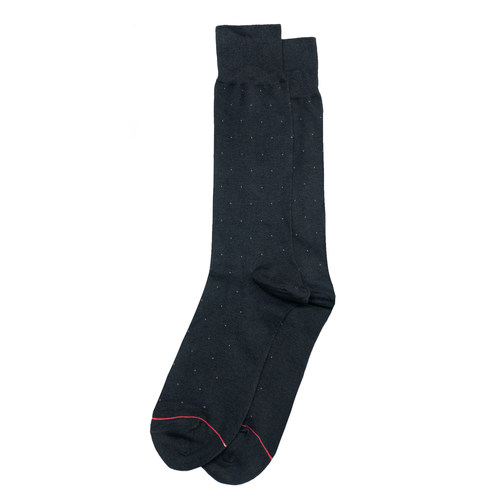 男士舒适棉质春夏薄棉正装素色黑色细斑点中筒男袜TH301