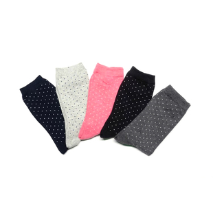 舒适棉质波尔卡圆点波点斑点图案春秋中筒女袜5色优一库